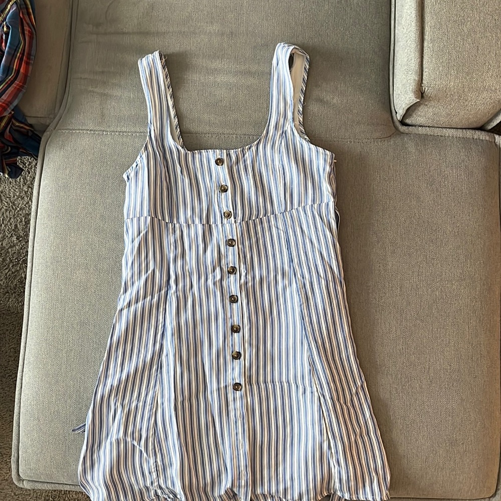 Womens blue and white stripe dress / cover up